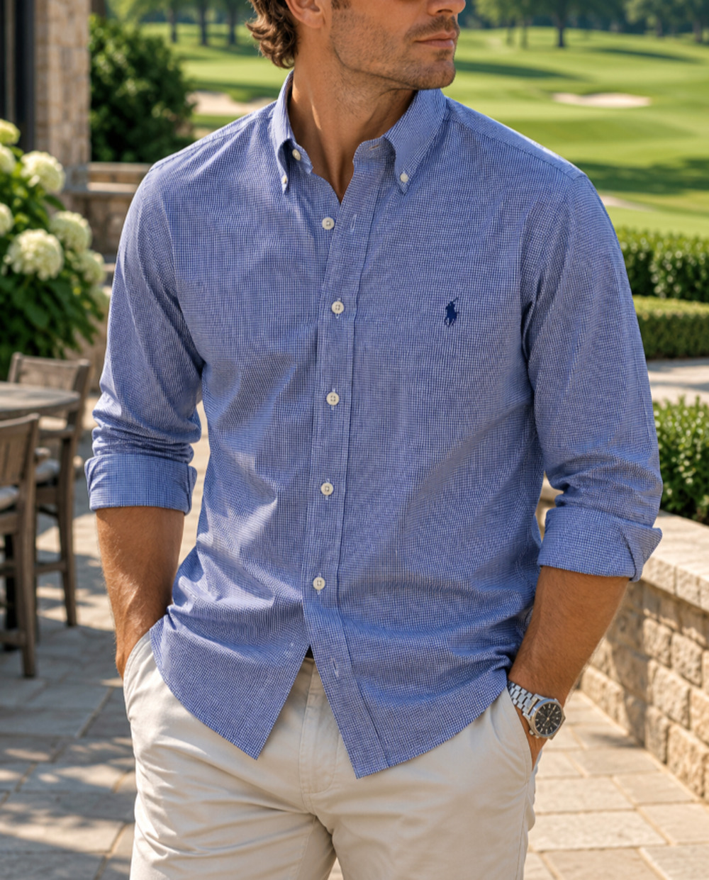 Polo Ralph Lauren Classic Fit Gingham Performance Shirt Navy White 2XL NWT
